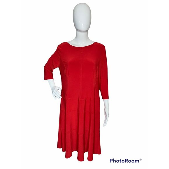 Anne Klein Dresses & Skirts - Anne Klein Womens 14 Red Shift Dress Jersey Knit